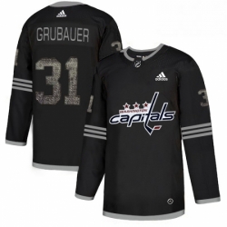 Mens Adidas Washington Capitals 31 Philipp Grubauer Black 1 Authentic Classic Stitched NHL Jersey 