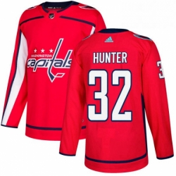 Mens Adidas Washington Capitals 32 Dale Hunter Authentic Red Home NHL Jersey 
