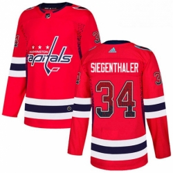 Mens Adidas Washington Capitals 34 Jonas Siegenthaler Authentic Red Drift Fashion NHL Jersey 