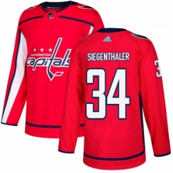 Mens Adidas Washington Capitals 34 Jonas Siegenthaler Premier Red Home NHL Jersey 