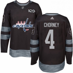 Mens Adidas Washington Capitals 4 Taylor Chorney Authentic Black 1917 2017 100th Anniversary NHL Jersey 