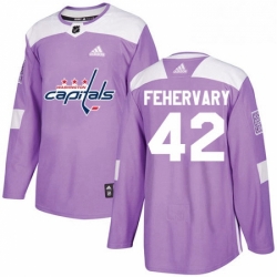 Mens Adidas Washington Capitals 42 Martin Fehervary Authentic Purple Fights Cancer Practice NHL Jerse