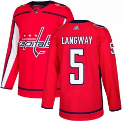 Mens Adidas Washington Capitals 5 Rod Langway Authentic Red Home NHL Jersey 