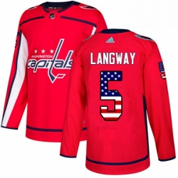 Mens Adidas Washington Capitals 5 Rod Langway Authentic Red USA Flag Fashion NHL Jersey 