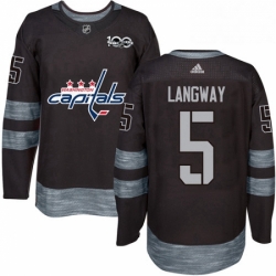 Mens Adidas Washington Capitals 5 Rod Langway Premier Black 1917 2017 100th Anniversary NHL Jersey 