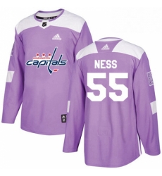 Mens Adidas Washington Capitals 55 Aaron Ness Authentic Purple Fights Cancer Practice NHL Jersey 
