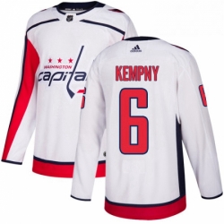 Mens Adidas Washington Capitals 6 Michal Kempny Authentic White Away NHL Jerse