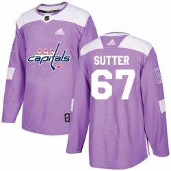 Mens Adidas Washington Capitals 67 Riley Sutter Authentic Purple Fights Cancer Practice NHL Jersey 
