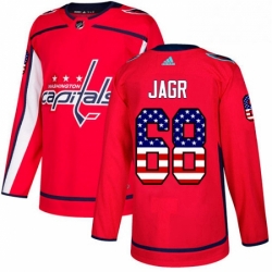 Mens Adidas Washington Capitals 68 Jaromir Jagr Authentic Red USA Flag Fashion NHL Jersey 