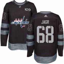 Mens Adidas Washington Capitals 68 Jaromir Jagr Premier Black 1917 2017 100th Anniversary NHL Jersey 