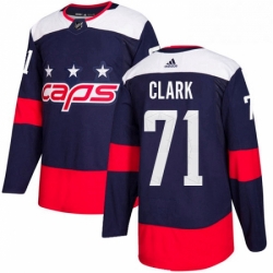 Mens Adidas Washington Capitals 71 Kody Clark Authentic Navy Blue 2018 Stadium Series NHL Jersey 