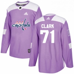 Mens Adidas Washington Capitals 71 Kody Clark Authentic Purple Fights Cancer Practice NHL Jersey 