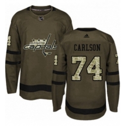 Mens Adidas Washington Capitals 74 John Carlson Authentic Green Salute to Service NHL Jersey 
