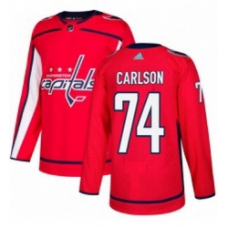 Mens Adidas Washington Capitals 74 John Carlson Authentic Red Home NHL Jersey 