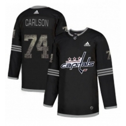 Mens Adidas Washington Capitals 74 John Carlson Black 1 Authentic Classic Stitched NHL Jersey 