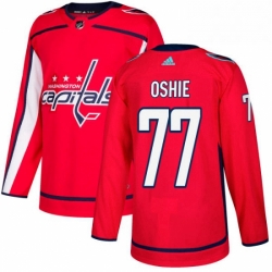 Mens Adidas Washington Capitals 77 TJ Oshie Authentic Red Home NHL Jersey 