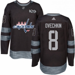 Mens Adidas Washington Capitals 8 Alex Ovechkin Authentic Black 1917 2017 100th Anniversary NHL Jersey 
