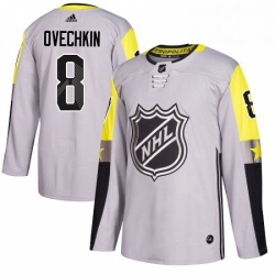 Mens Adidas Washington Capitals 8 Alex Ovechkin Authentic Gray 2018 All Star Metro Division NHL Jersey 