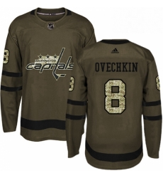 Mens Adidas Washington Capitals 8 Alex Ovechkin Authentic Green Salute to Service NHL Jersey 