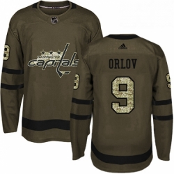 Mens Adidas Washington Capitals 9 Dmitry Orlov Premier Green Salute to Service NHL Jersey 