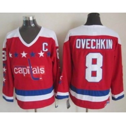 Washington Capitals #8 Alex Ovechkin Red CCM Throwback Stitched NHL Jersey
