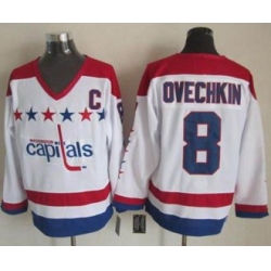 Washington Capitals #8 Alex Ovechkin White CCM Throwback Stitched NHL Jersey