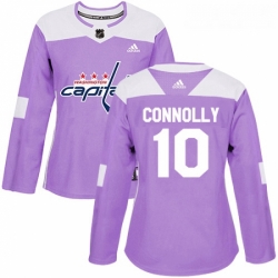 Womens Adidas Washington Capitals 10 Brett Connolly Authentic Purple Fights Cancer Practice NHL Jersey 