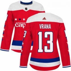 Womens Adidas Washington Capitals 13 Jakub Vrana Authentic Red Alternate NHL Jersey 