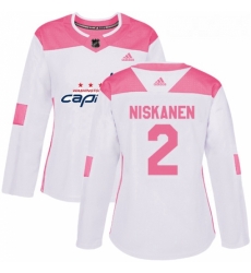Womens Adidas Washington Capitals 2 Matt Niskanen Authentic WhitePink Fashion NHL Jersey 