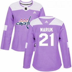 Womens Adidas Washington Capitals 21 Dennis Maruk Authentic Purple Fights Cancer Practice NHL Jersey 