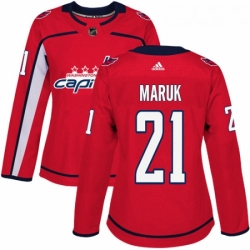 Womens Adidas Washington Capitals 21 Dennis Maruk Authentic Red Home NHL Jersey 