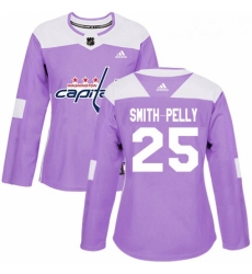 Womens Adidas Washington Capitals 25 Devante Smith Pelly Authentic Purple Fights Cancer Practice NHL Jersey 