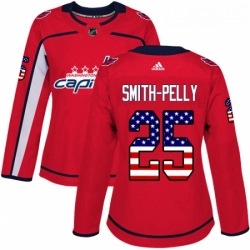 Womens Adidas Washington Capitals 25 Devante Smith Pelly Authentic Red USA Flag Fashion NHL Jersey 