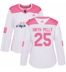 Womens Adidas Washington Capitals 25 Devante Smith Pelly Authentic WhitePink Fashion NHL Jersey 