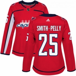 Womens Adidas Washington Capitals 25 Devante Smith Pelly Premier Red Home NHL Jersey 