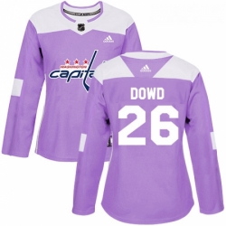 Womens Adidas Washington Capitals 26 Nic Dowd Authentic Purple Fights Cancer Practice NHL Jersey 
