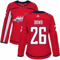Womens Adidas Washington Capitals 26 Nic Dowd Authentic Red Home NHL Jersey 