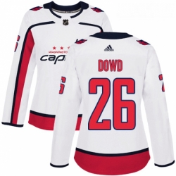 Womens Adidas Washington Capitals 26 Nic Dowd Authentic White Away NHL Jersey 