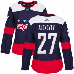 Womens Adidas Washington Capitals 27 Alexander Alexeyev Authentic Navy Blue 2018 Stadium Series NHL Jerse