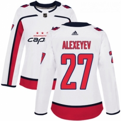 Womens Adidas Washington Capitals 27 Alexander Alexeyev Authentic White Away NHL Jerse