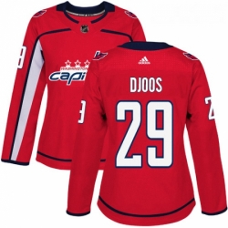 Womens Adidas Washington Capitals 29 Christian Djoos Authentic Red Home NHL Jersey 