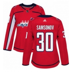Womens Adidas Washington Capitals 30 Ilya Samsonov Authentic Red Home NHL Jersey 