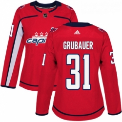 Womens Adidas Washington Capitals 31 Philipp Grubauer Authentic Red Home NHL Jersey 