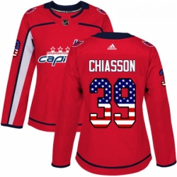 Womens Adidas Washington Capitals 39 Alex Chiasson Authentic Red USA Flag Fashion NHL Jersey 