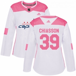 Womens Adidas Washington Capitals 39 Alex Chiasson Authentic WhitePink Fashion NHL Jersey 