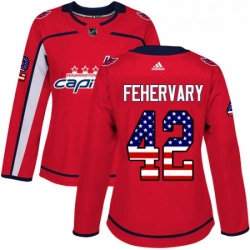 Womens Adidas Washington Capitals 42 Martin Fehervary Authentic Red USA Flag Fashion NHL Jersey 
