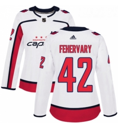 Womens Adidas Washington Capitals 42 Martin Fehervary Authentic White Away NHL Jersey 