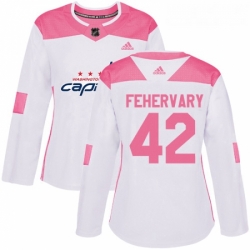 Womens Adidas Washington Capitals 42 Martin Fehervary Authentic White Pink Fashion NHL Jersey 