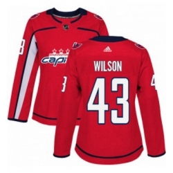 Womens Adidas Washington Capitals 43 Tom Wilson Authentic Red Home NHL Jersey 