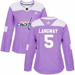 Womens Adidas Washington Capitals 5 Rod Langway Authentic Purple Fights Cancer Practice NHL Jersey 
